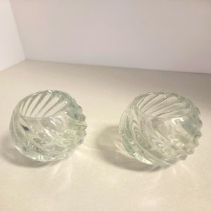 Partylite P0463 ILLUSIONS Swirl Glass Votive Pair Candle Holders.